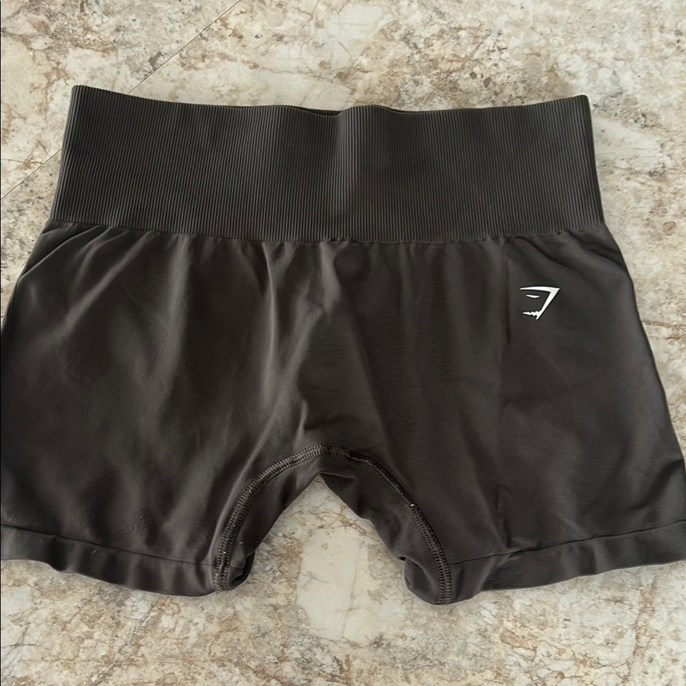 Charcoal High-Waisted Gym Shark Shorts